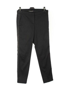 Fabiana Filippi Embellished Grosgrain Side Stripe Black Trouser Pants
